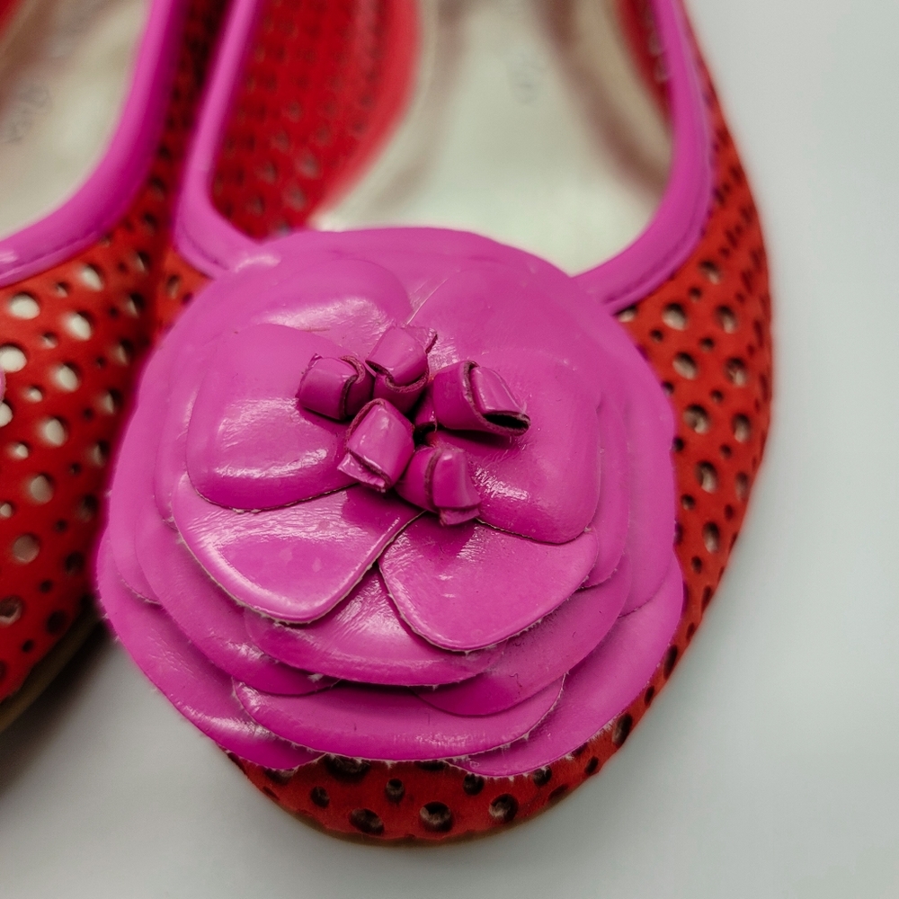 Anne Klein Sport AK Flex Pink Perforated Rosette Ballet Flats - Picture 4 of 14